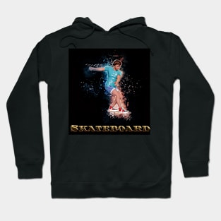 Skateboard Male Skateboarder in Cyan Skateboards Skateboarding Designs Skateboarding Gifts Hoodie